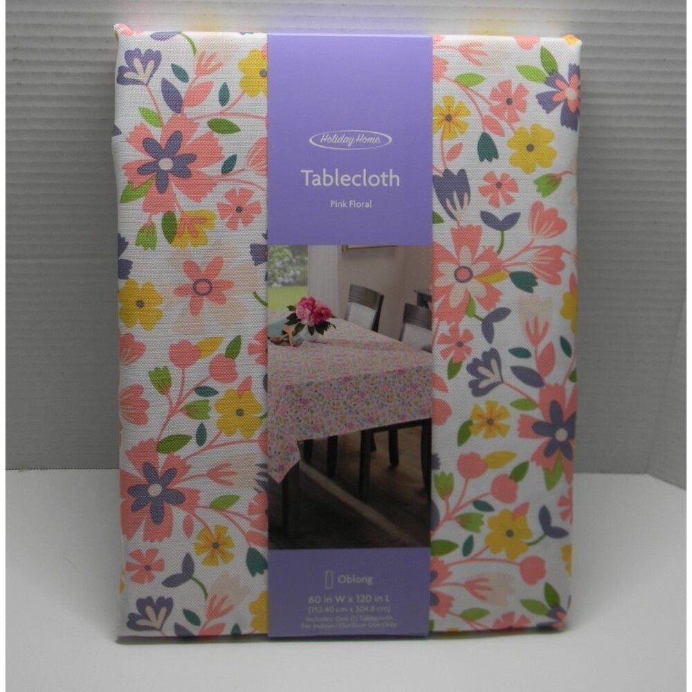 Holiday Home Tablecloth Floral Spring Easter Oblong 120 x 60 Indoor/Outdoor NEW
